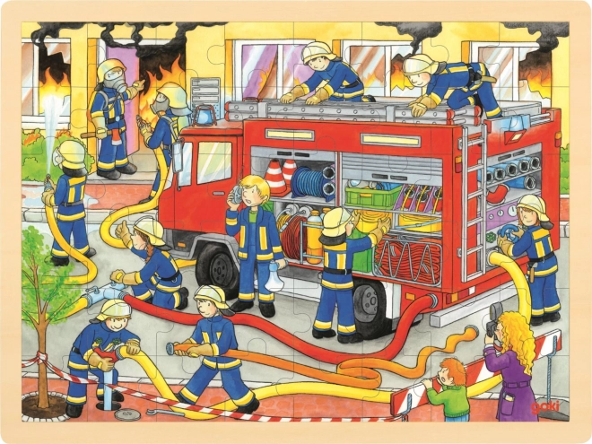 GOKI drvene puzzle vatrogasci – borba s vatrom, 48 dijelova