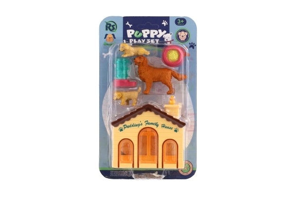 Psi/Pas 3kom s kućicom/kućištem plast. s dodacima na kartici 15x25x5cm