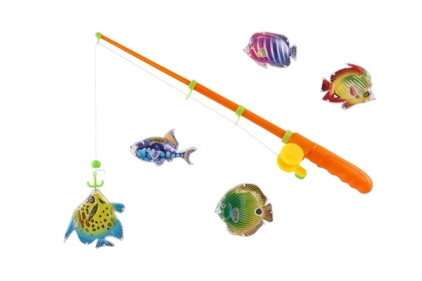 Igra ribe/ribolov magnetska plastika 5 komada + štap plastika 39cm 2 boje na karti
