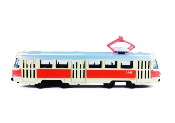 Tramvaj Tatra T3 češki metalni 16cm retro na povratni pogon u kutiji 20x8x6cm CZ dizajn