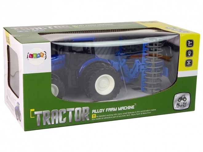 Daljinski upravljani traktor 1:24 Plavi Disk Agregat Metal