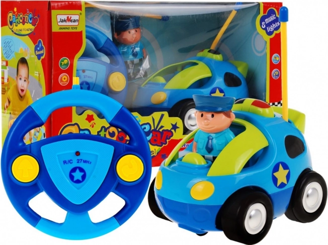 Daljinski upravljani policijski automobil za djecu 3+ Volan na daljinsko upravljanje + figurica policajca + svjetlosni i zvučni efekti