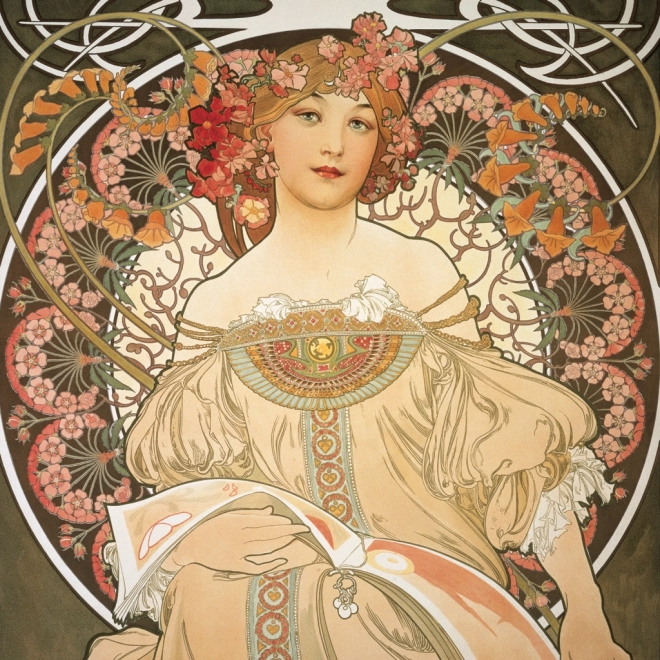 Note kalendar Alfons Mucha 2025, 30 × 30 cm