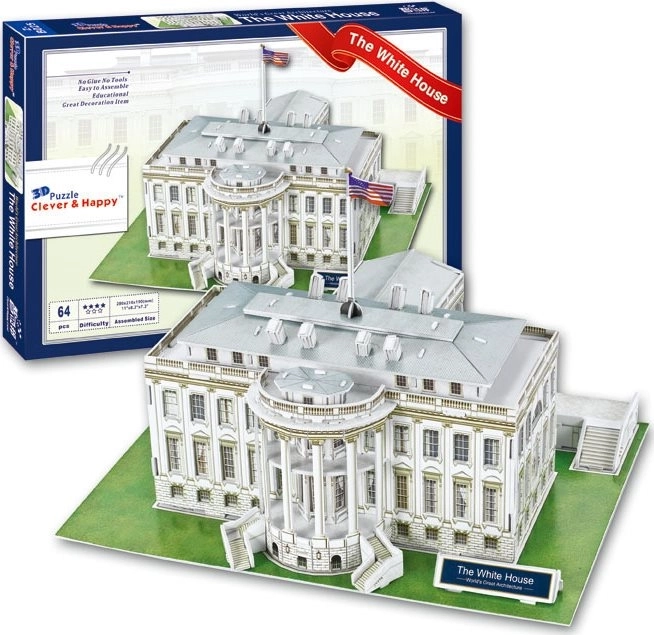 Clever&Happy 3D puzzle Bijela kuća Washington 64 dijelova
