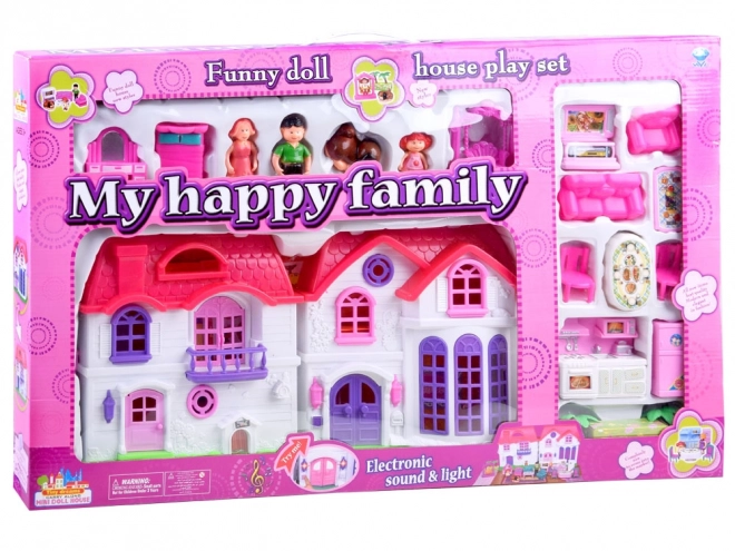 Folding family house with furniture and dolls