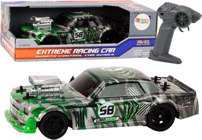 RC auto 1:16 s 2,4G, gumene gume za drift – zeleno