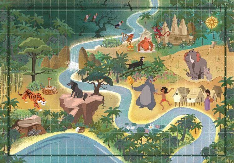 Puzzle Clementoni Story Maps: Knjiga o džungli (1000 dijelova)