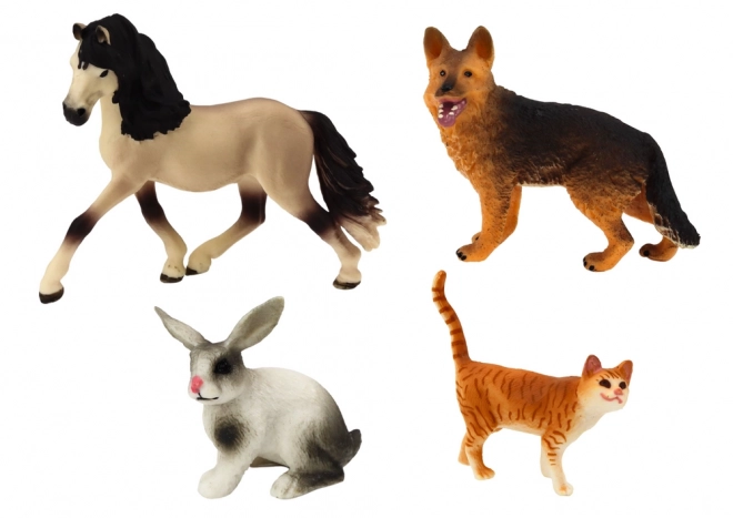 Set figurica kućnih ljubimaca - Konj, Pas, Zec, Mačka, 4 komada