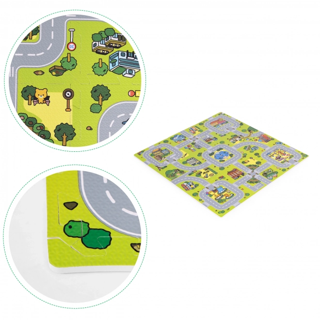Velika pjenasta prostirka EVA za djecu Grad 90,5x90,5 cm 21 kom ECOTOYS