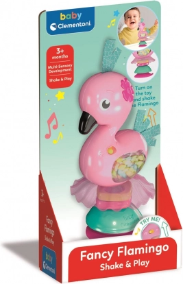 Interaktivna zvečka flamingo s vakuumskim držačem BABY CLEMENTONI