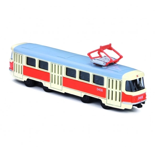 Tramvaj Tatra T3 češki metalni 16cm retro na povratni pogon u kutiji 20x8x6cm CZ dizajn