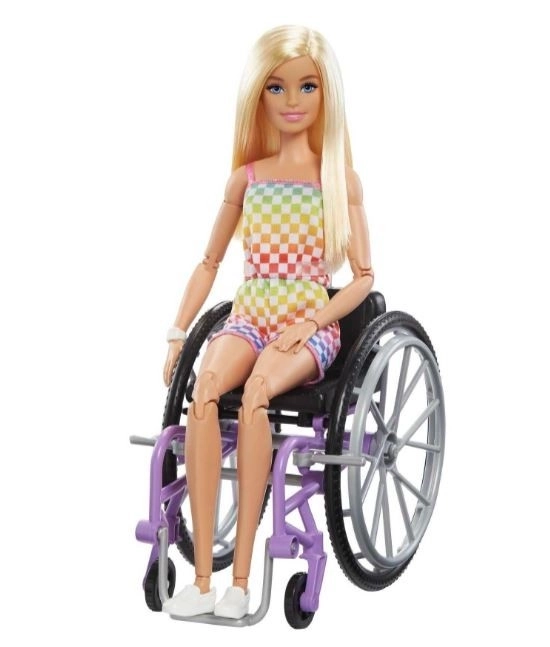 Barbie Modelka u invalidskim kolicima u kariranom kombinezonu HJT13