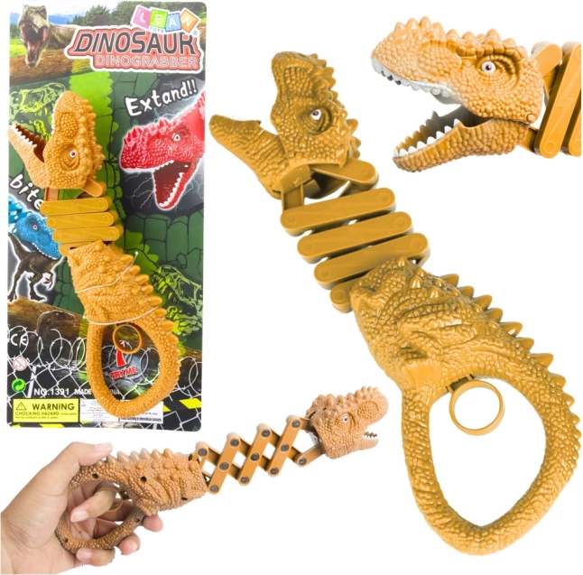 Grizući dinosaurus – pištolj hvataljka, smeđi
