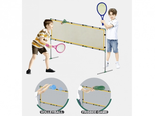 Sportski set 3u1: Mreža za odbojku, komplet za badminton, leteći disk
