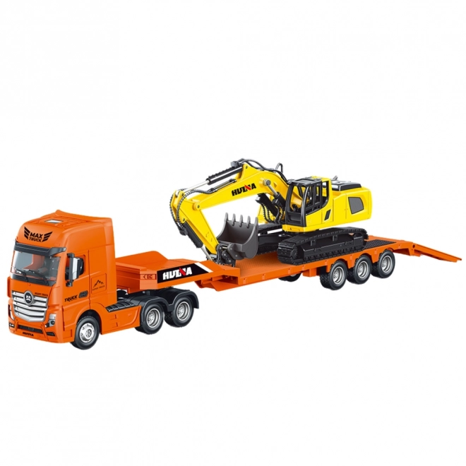 Model teretnog kamiona s prikolicom i bagerom Huina 1:50