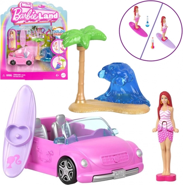 Mattel Mini Barbie Land kabriolet s minilutkom Barbie i efektom promjene boje