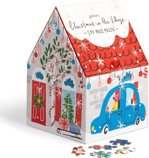 Četverokutne puzzle Božić u selu 500 dijelova