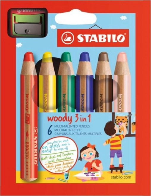 STABILO Set 6 bojica 3u1 s šiljilom