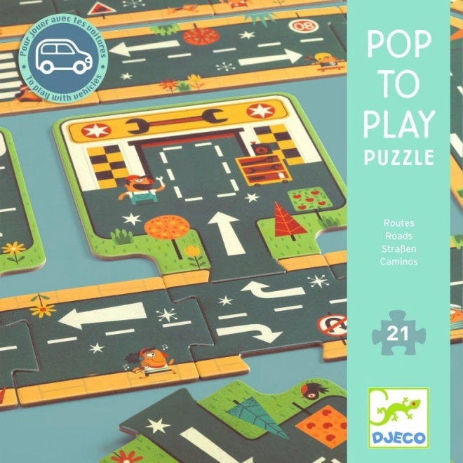 DJECO Puzzle obris ceste za pod s 21 dijelom