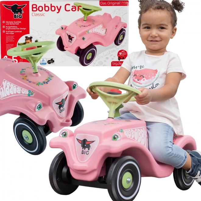 Guralica auto BIG BOBBY CAR CLASSIC ružičasto s cvjetovima