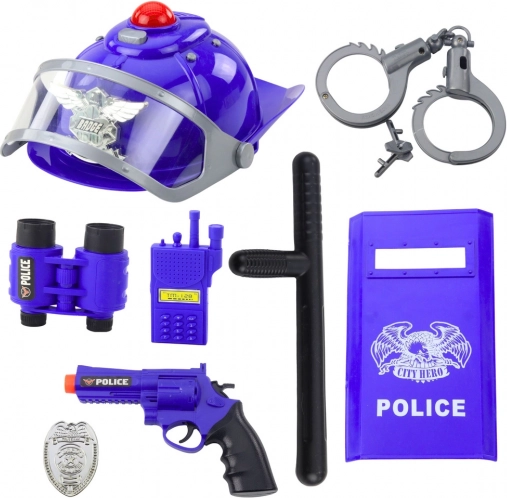 policijski set za djecu – kaciga, pištolj, lisice i dodaci, 9 dijelova