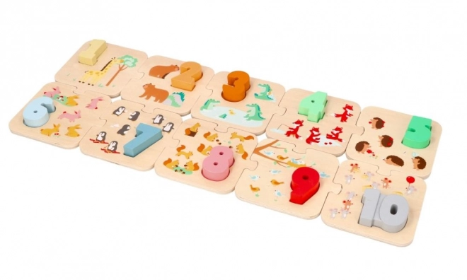 Drvene puzzle sa životinjama - učenje brojanja