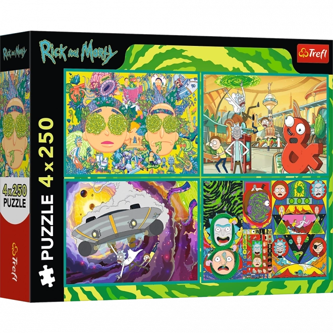 Puzzle 4x250 Uvrtjeti svijet Ricka i Mortyja od Trefla