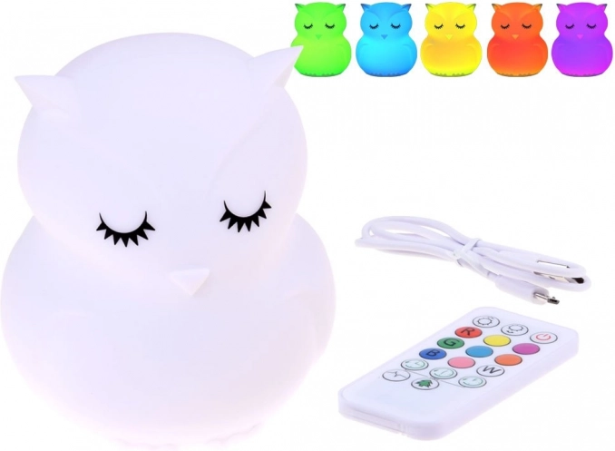 Silikonska noćna lampica sova s daljinskim upravljačem RGB