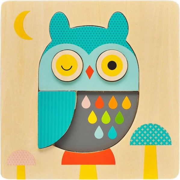 Petit Collage Drvene Puzzle Sova