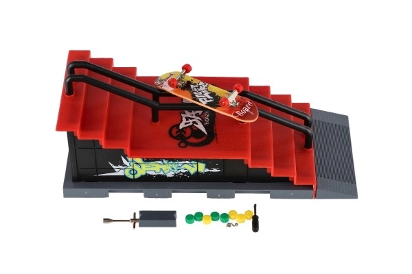 Skatepark - prstni skateboard s rampom plast 8cm s dodacima miješani tipovi u kutiji 28x18cm