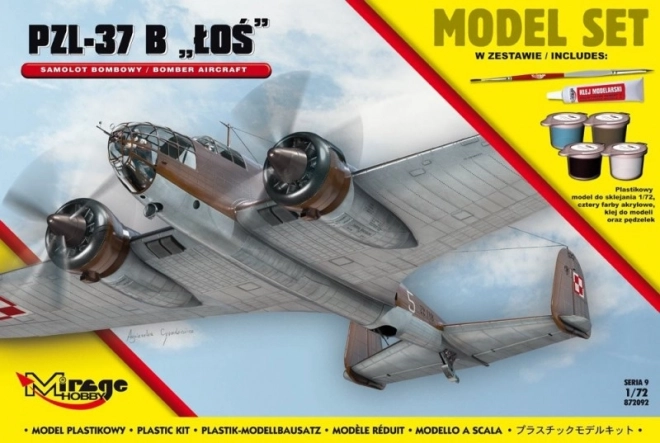 Model aviona PZL-37B Łoś 1:72 – plastični komplet