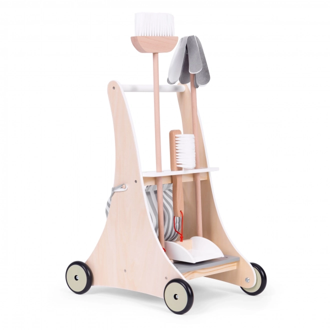 Drveni kolica za čišćenje bež ECOTOYS