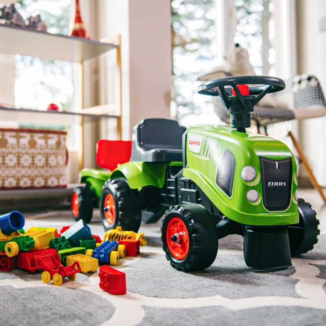 Guralica traktor Claas zelene boje s volanom i prikolicom