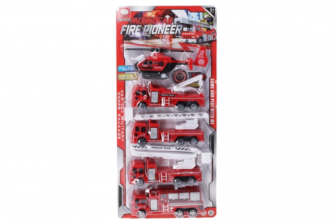 Vatrogasni set – autići na povlačni mehanizam 17 cm, 5 kom