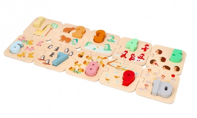 Drvene puzzle sa životinjama - učenje brojanja