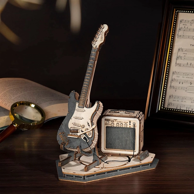 RoboTime drveni 3D puzzle - Električna gitara