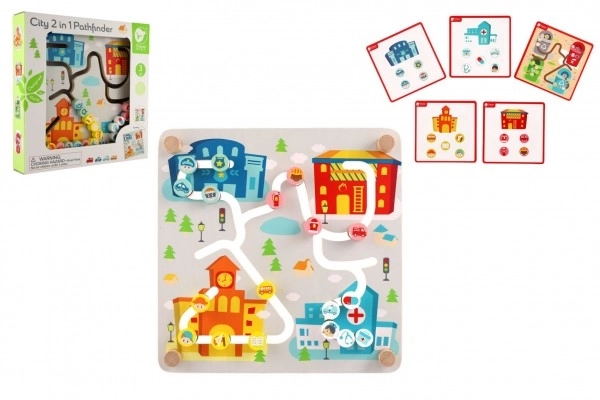 Umetnička edukativna zagonetka Grad/Reciklaža 2u1 drvena 30x30cm u kutiji 32x32x6cm