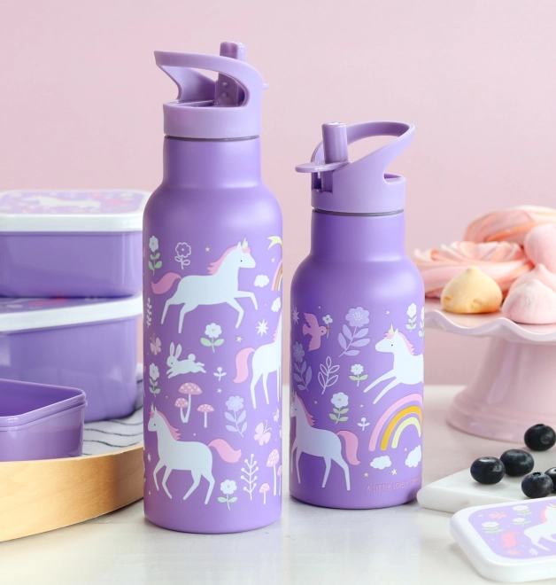 A Little Lovely Company Nehrđajući Čelik Boca za Piće 500 ml – Jednorozi i Duga