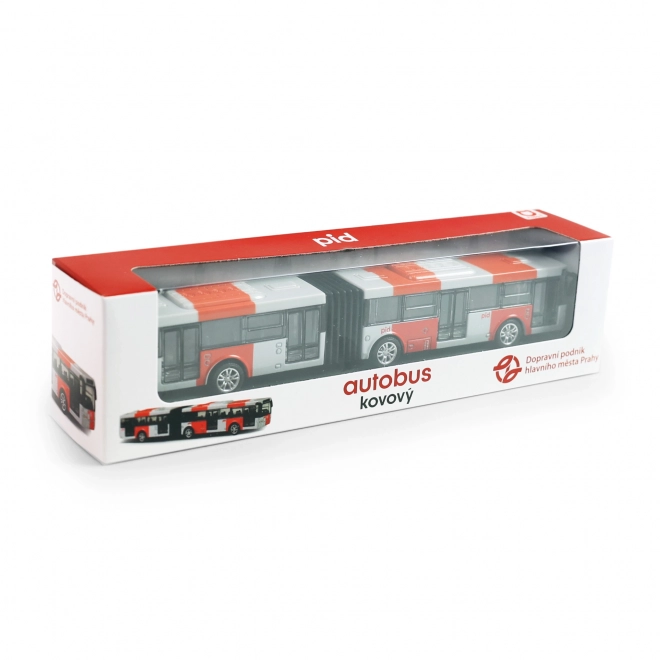 Crveni metalni zglobni autobus PID Prag
