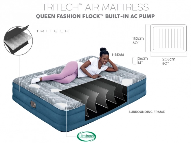Udobni madrac Bestway 2s Queen 203x152x36cm s ugrađenom pumpom 6712Y