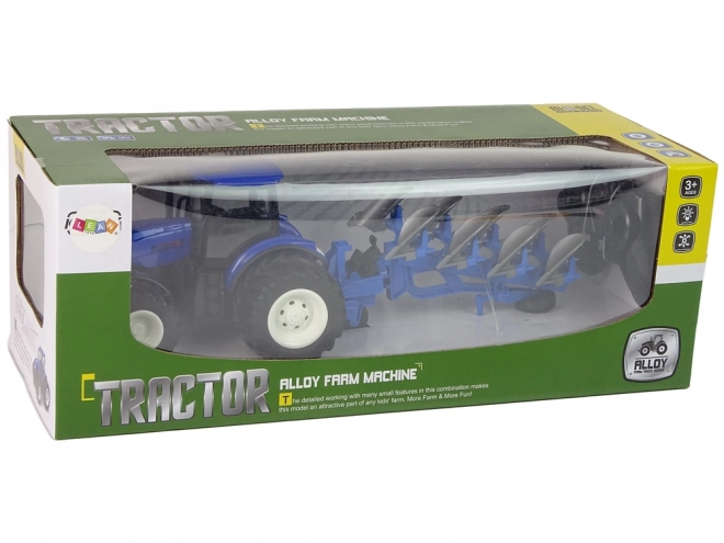 Traktor na daljinsko upravljanje 1:24 Plavi metalni plug