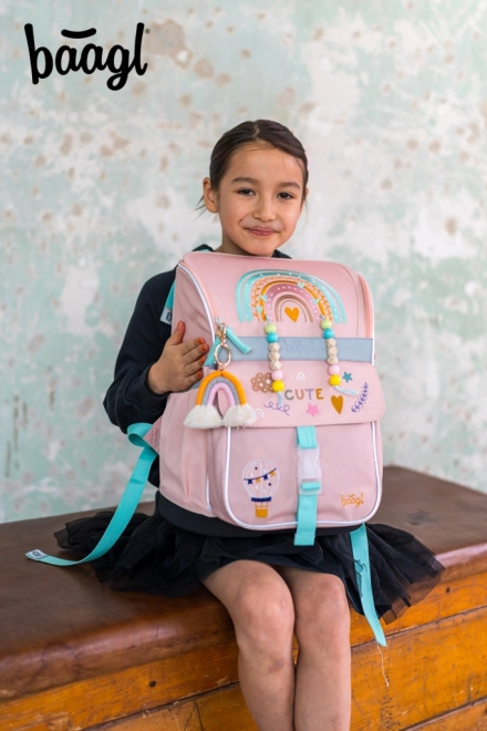 BAAGL 3 SET Zippy Duha roze: torba, pernica, vrećica