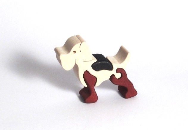 Fauna Drvene umetne puzzle od masivnog drveta mali psić