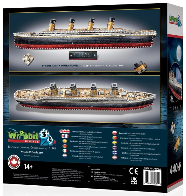 3D puzzle Titanic od Wrebbit, 440 dijelova