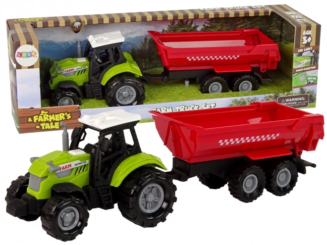 Zeleni traktor s crvenom prikolicom Zvuk