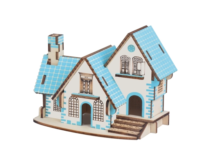 Woodcraft Drvene 3D puzzle Plava kuća
