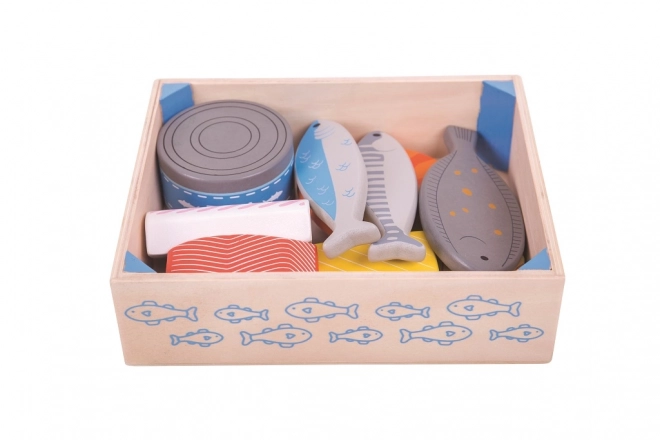 Drveni morski plodovi u kutiji Bigjigs Toys