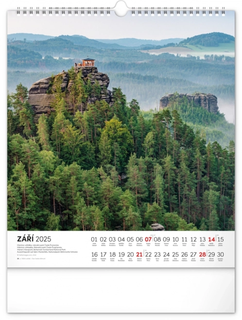 NOTIQUE Zidni kalendar Šetnje kroz češki krajolik 2025, 30 x 34 cm