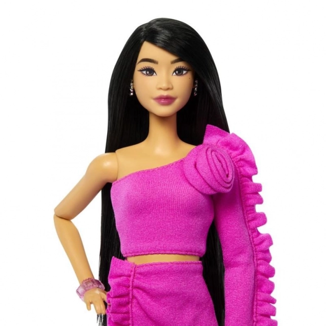 Lutka Barbie manekenka u haljini s ružom