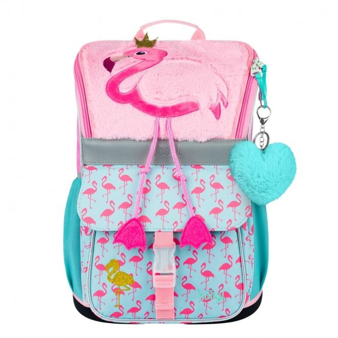 BAAGL SET 3 Zippy Flamingo: školska torba, pernica, vrećica